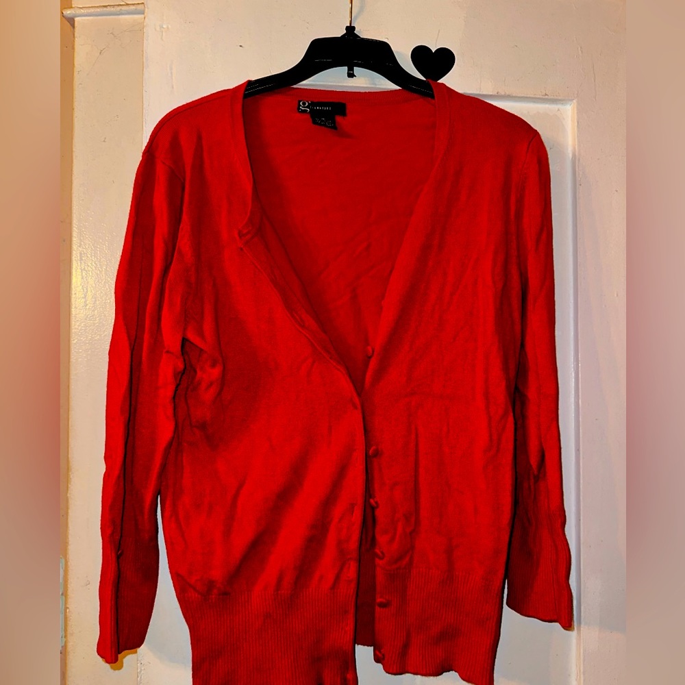 Red Short Sleeve Cardigan